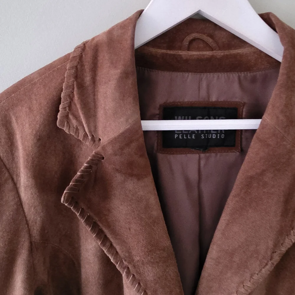 Wilsons Leather L Vintage Bohemian Western Embroidered Whip Stitch Suede Jacket - Picture 7 of 16